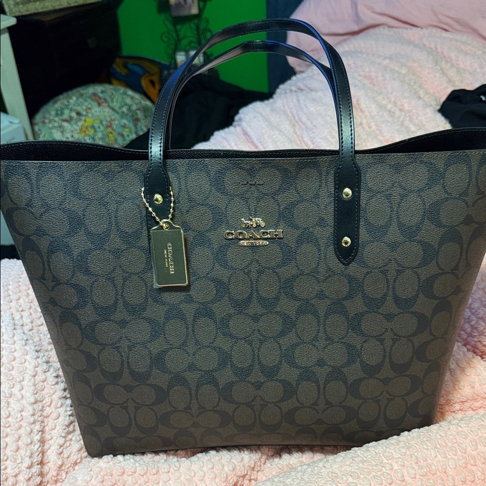 Coach Dark Brown Signature Tote